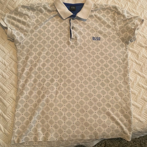 Hugo Boss Polo Grey & White Pattern Size Large - Picture 6 of 8